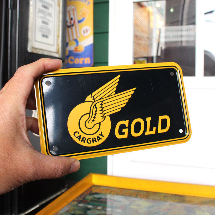 メール便発送】バイクナンバープレート型CMプレート CARGRAY GOLD 縦10