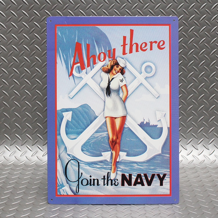メタルサイン Ahoy There Join The NAVY 縦42×横29.5cm アメリカ製