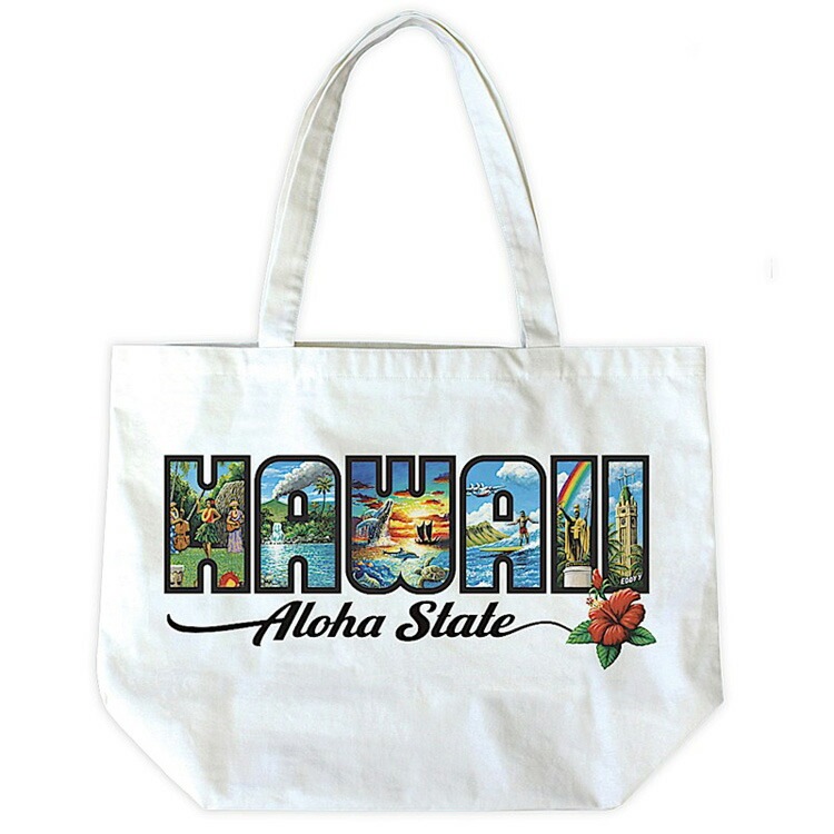 キャンバストート アイランドヘリテージ 「HAWAII ALOHA STATE」 by EDDY Y ISLAND HERITAGE トートバッグ ハワイアン雑貨 アメリカ雑貨 アメリカン雑貨