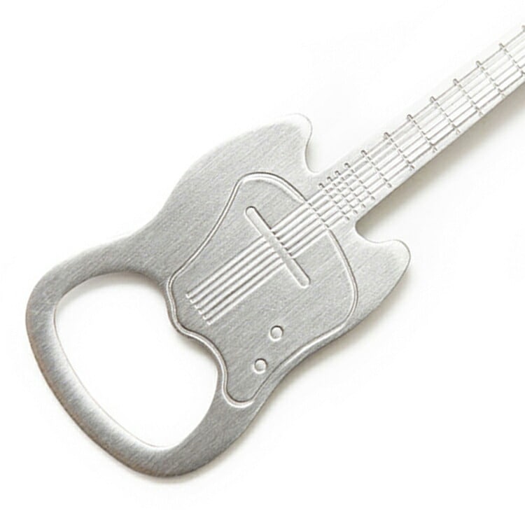 栓抜き KIKKERLAND Guitar Keychain Bottle Opener ギター キーチェーン ボトルオープナー ステンレススチール製 W3.2×D0.2×H10.8cm キーホルダー 持ち運び キッカーランド