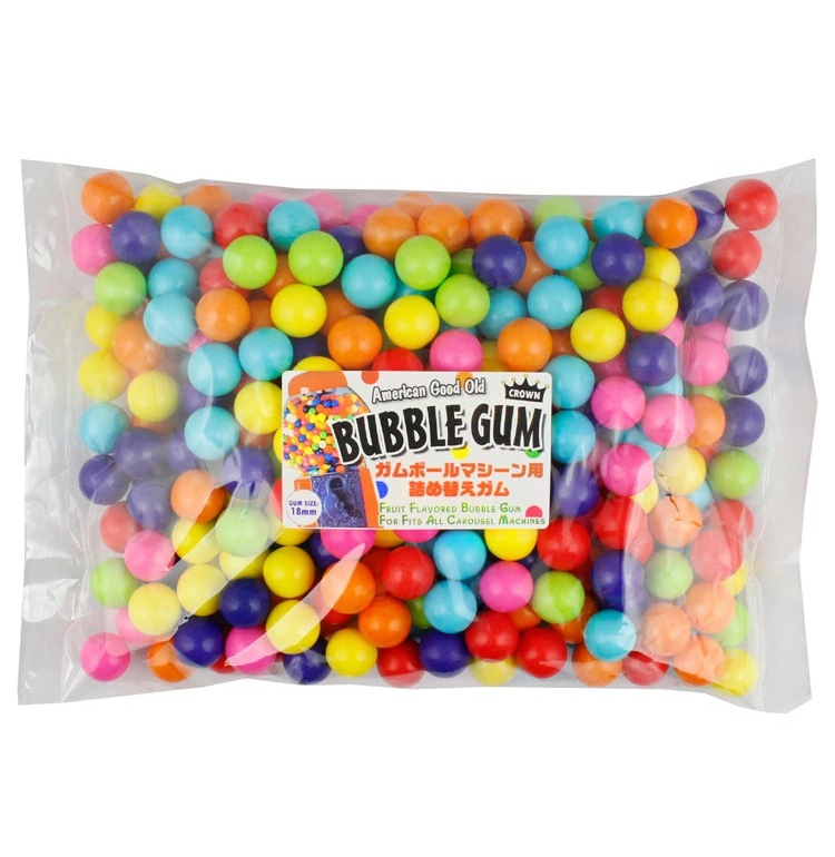 CROWN ガムボールマシーン用詰替えガム 18mm玉 約300個入り 1200g バブルガム 国産 日本製  おいしい 丸い カラフル リフィル 人気 お菓子 アメリカ雑貨 アメリカン雑貨