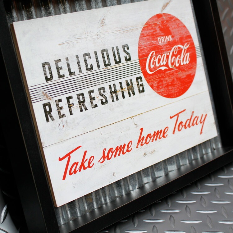 コルゲーテッドメタル デザイン看板 コカ・コーラ 「COCA-COLA