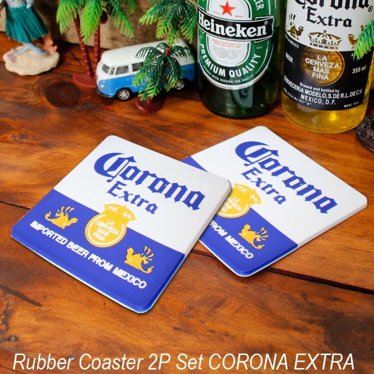 【メール便発送】 ラバー製 コースター コロナ CORONA EXTRA 2枚セット パーティ バーグッズ アメリカ雑貨 アメリカン雑貨　