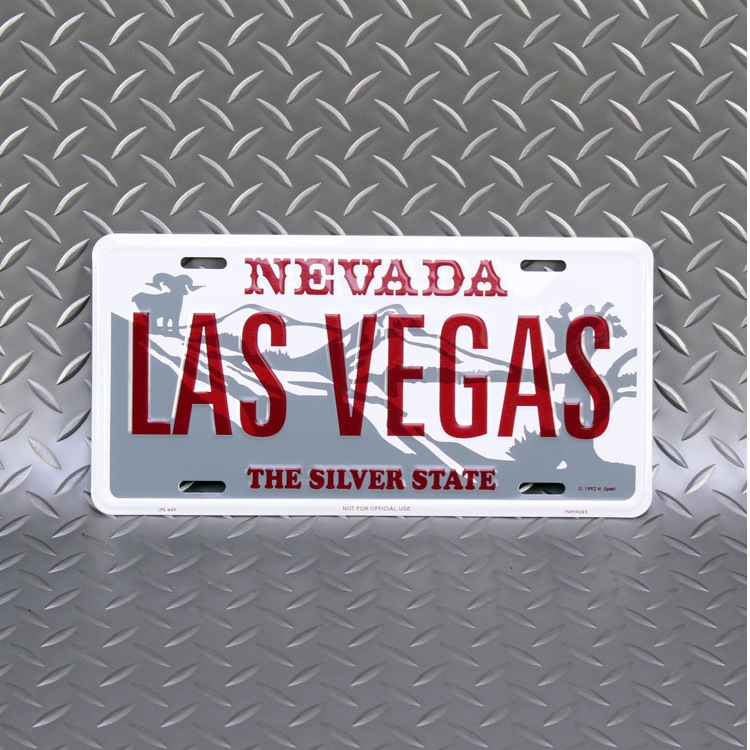 【メール便発送】CMプレート Las Vegas ナンバープレート 縦15.3×横30.3cm ナンバープレート型 インテリア 看板 アルミ製 アメリカン雑貨
