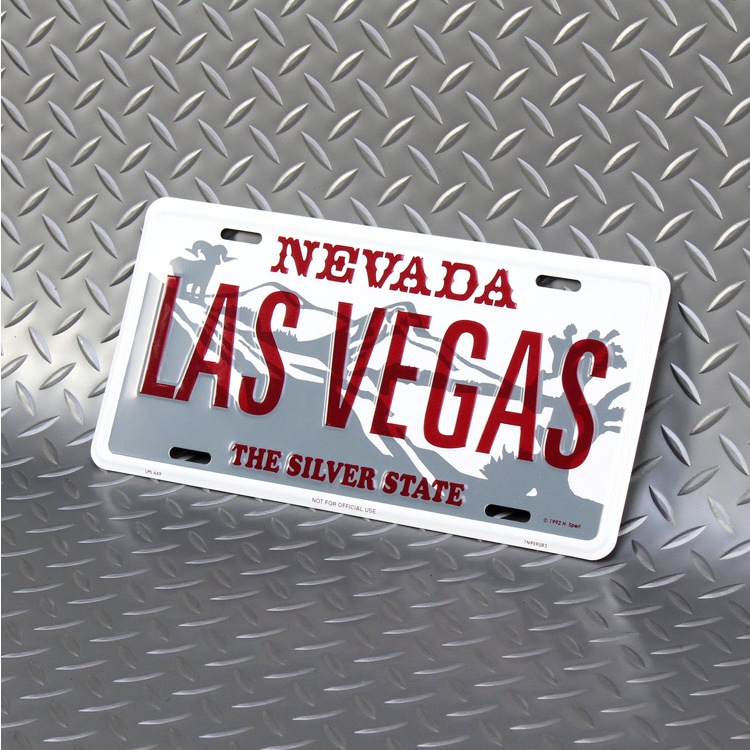 【メール便発送】CMプレート Las Vegas ナンバープレート 縦15.3×横30.3cm ナンバープレート型 インテリア 看板 アルミ製 アメリカン雑貨