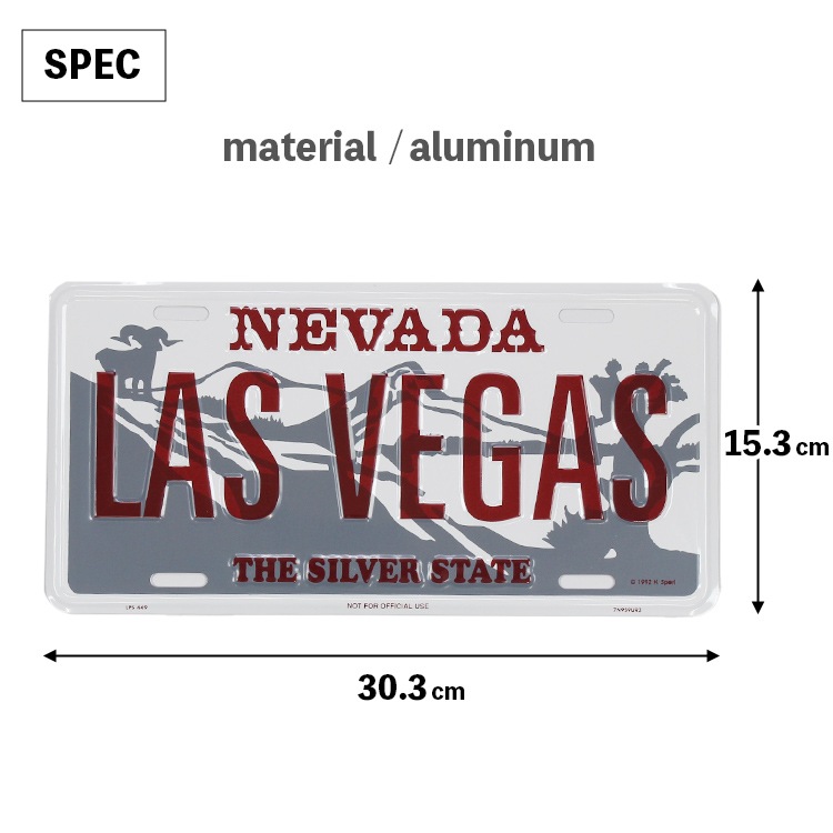 【メール便発送】CMプレート Las Vegas ナンバープレート 縦15.3×横30.3cm ナンバープレート型 インテリア 看板 アルミ製 アメリカン雑貨