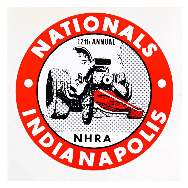 【メール便発送】ヴィンテージレーシングデカール  NHRA 12th NATIONALS INDIANAPOLIS  縦10.8×横10.8cm クリアフィルムタイプ