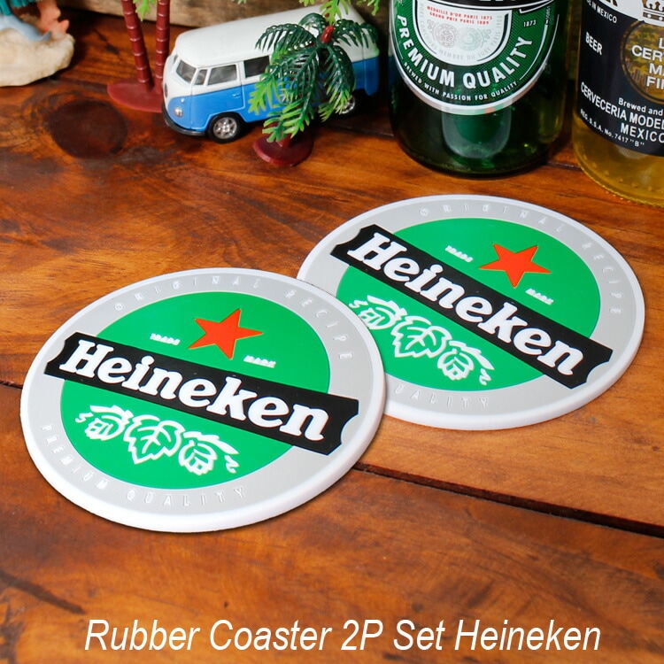 メール便発送】 ラバー製 コースター ハイネケン Heineken 2枚セット