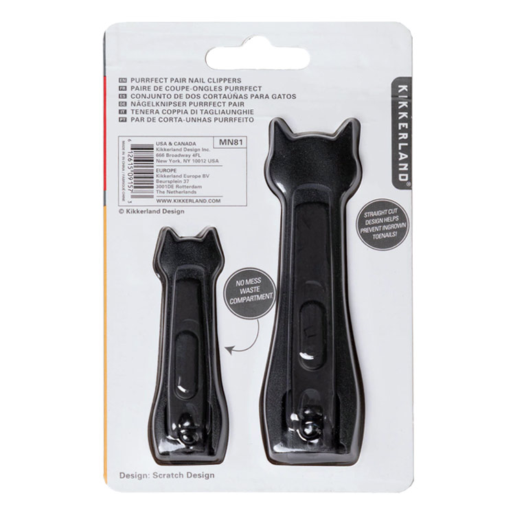 【メール便発送】KIKKERLAND キッカーランド パーフェクトペアネイルクリッパー ネコの爪切り 爪ヤスリ 2個入り 2サイズ 可愛い猫モチーフの爪切り2個セット。