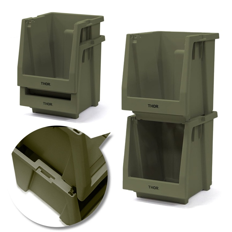  カスタマイズ可能な収納棚本体パーツ。 THOR STACKING SHELF CONTAINER 20L スタッキングシェルフコンテナー 20L オリーブ 本体 収納 コンテナ 大容量 人気 TRUST アメリカン雑貨