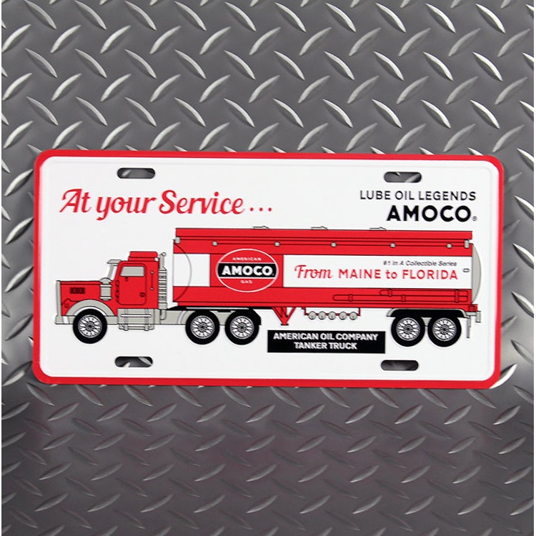 【メール便発送】CMプレート AMOCO - TRUCK CMP-149 縦15.3×横30.3cm ナンバープレート型 インテリア 看板 アルミ製 アメリカン雑貨飾るだけでかっこいい アメリカンプレート。