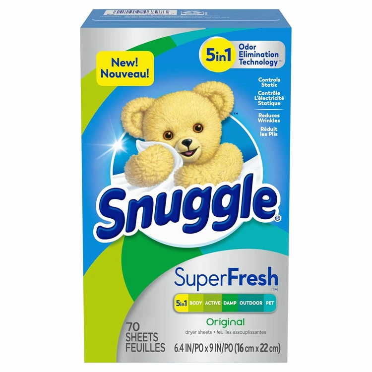 Snuggle スナッグル シート柔軟剤 スーパーフレッシュ オリジナル 70枚 乾燥機用 柔軟シート 6個セットたっぷり70枚。乾燥機用のシートタイプ柔軟剤。