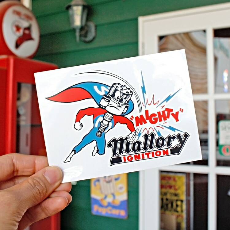 【メール便発送】ヴィンテージ レーシング デカール MIGHTY Mallory IGNITION 縦9.5×横12.8cm クリアフィルムタイプ クリアフィルムタイプ