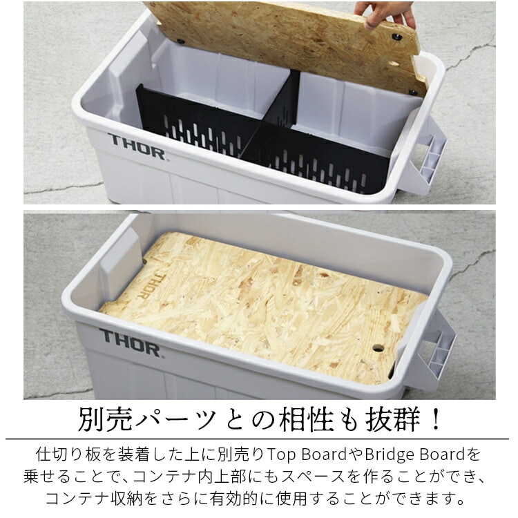 仕切り板 THOR パーテーションボード 75L専用 ショート W37×D2.6×H27.5cm 耐衝撃性ポリスチレン 仕切り 区切り 板 整理 