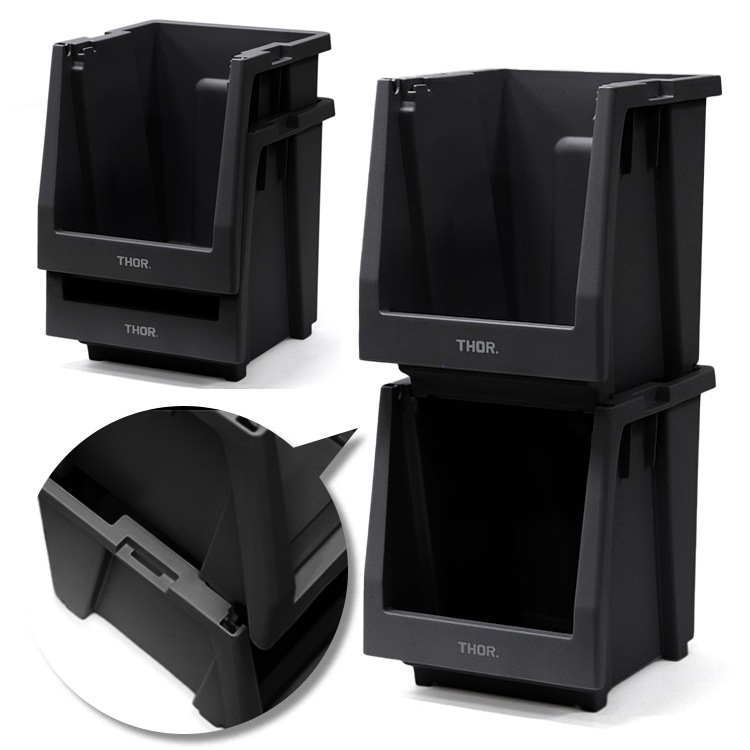  カスタマイズ可能な収納棚本体パーツ。 THOR STACKING SHELF CONTAINER 20L スタッキングシェルフコンテナー 20L ブラック 本体 収納 コンテナ 大容量 人気 TRUST アメリカン雑貨