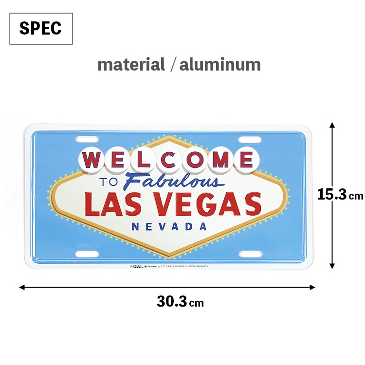 【メール便発送】CMプレート Welcome Las Vegas 縦15.3×横30.3cm ナンバープレート型 インテリア 看板 アルミ製 アメリカン雑貨