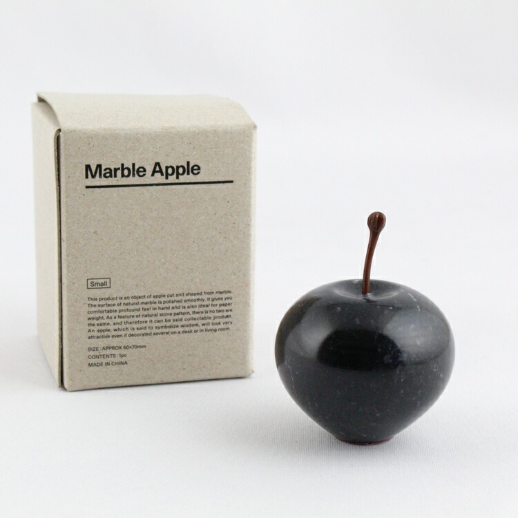 マーブルアップル Sサイズ ブラック 高さ7cm 置物 オブジェ