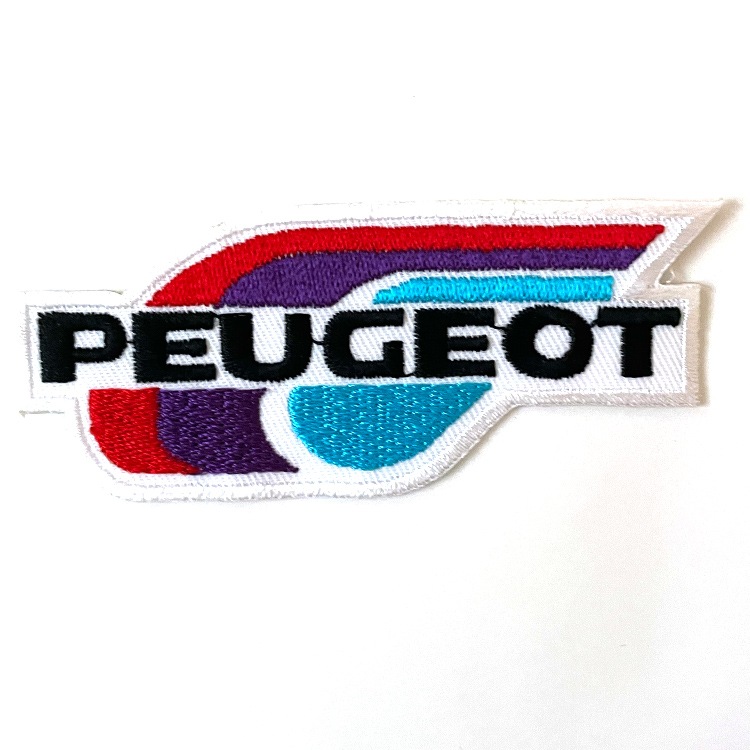 【メール便発送】ワッペン PEUGEOT 縦3.8×横9cm コットン製 アイロンパッチ アイロン 大人向け パッチ 海外 アレンジ かっこいい アメリカン雑貨アイロンで手軽につけられる刺繍ワッペン。