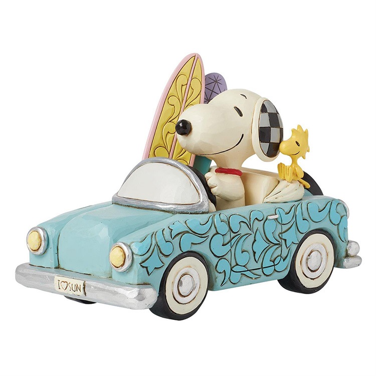置物 フィギュア SNOOPY スヌーピー＆ウッドストック カーサーフィン 11.8cm スヌーピー  enesco Peanuts JIM SHORE【メーカー直送】【同梱不可】【あす楽不可】【代引き不可】