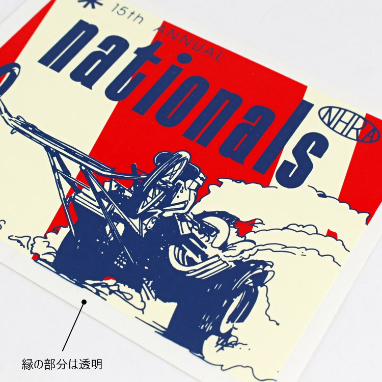 【メール便発送】ヴィンテージ レーシング デカール NHRA Nationals 1969 INDIANAPOLIS 縦8.4×横10.9cm  クリアフィルムタイプ