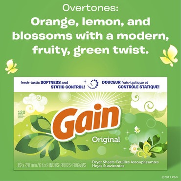 シート柔軟剤 ゲイン オリジナルの香り 60枚 GAIN 乾燥機用 柔軟シート 日用品 アメリカ雑貨 アメリカン雑貨 アメリカ製乾燥機用のシートタイプ柔軟剤。