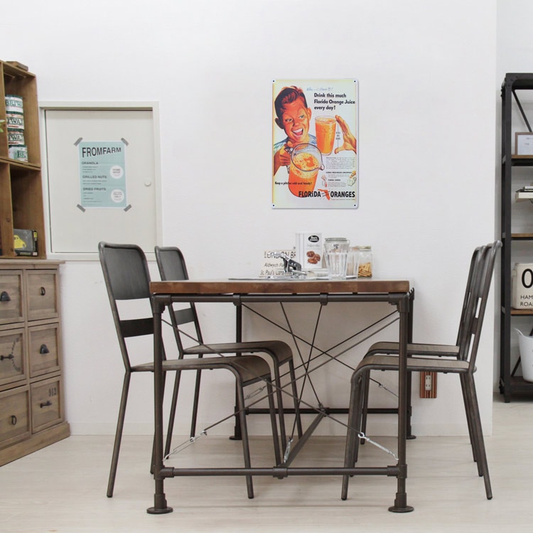 レトロブリキ看板 広告デザイン FLORIDA ORANGE ジュース柄 縦45cm×横