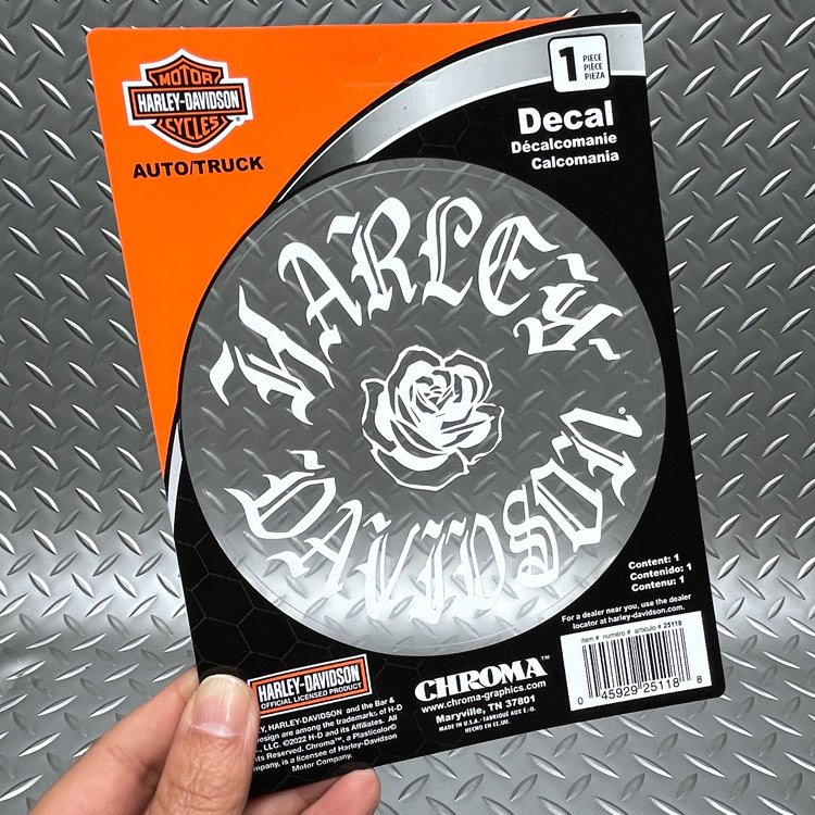 【メール便発送】ステッカー ハーレーダビッドソン デカール ブラック＆ホワイト ローズ CG25118 Harley-Davidson シール デカール カスタマイズ アメリカン雑貨