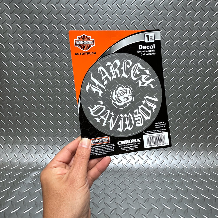 【メール便発送】ステッカー ハーレーダビッドソン デカール ブラック＆ホワイト ローズ CG25118 Harley-Davidson シール デカール カスタマイズ アメリカン雑貨