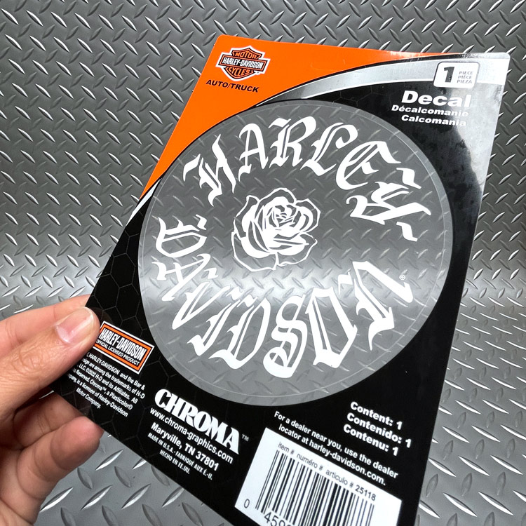 【メール便発送】ステッカー ハーレーダビッドソン デカール ブラック＆ホワイト ローズ CG25118 Harley-Davidson シール デカール カスタマイズ アメリカン雑貨