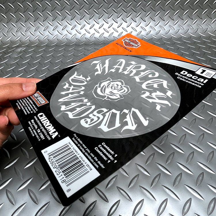 【メール便発送】ステッカー ハーレーダビッドソン デカール ブラック＆ホワイト ローズ CG25118 Harley-Davidson シール デカール カスタマイズ アメリカン雑貨