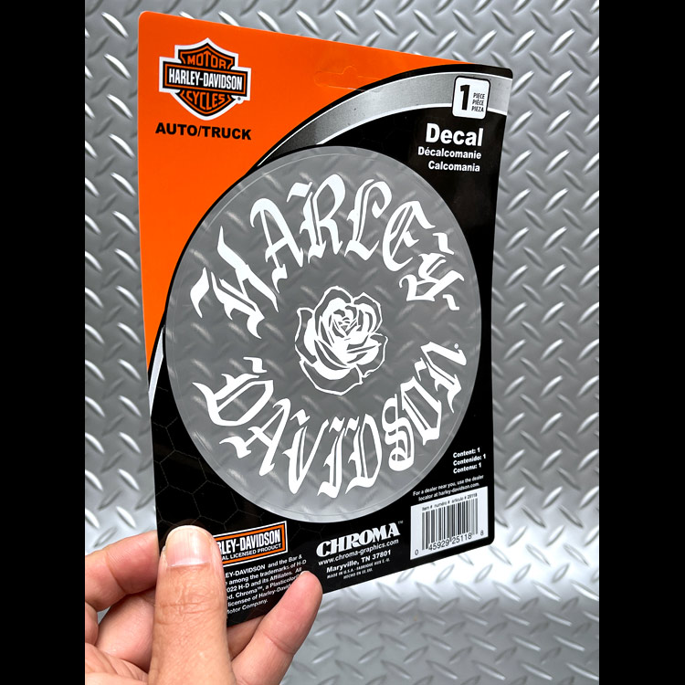 【メール便発送】ステッカー ハーレーダビッドソン デカール ブラック＆ホワイト ローズ CG25118 Harley-Davidson シール デカール カスタマイズ アメリカン雑貨