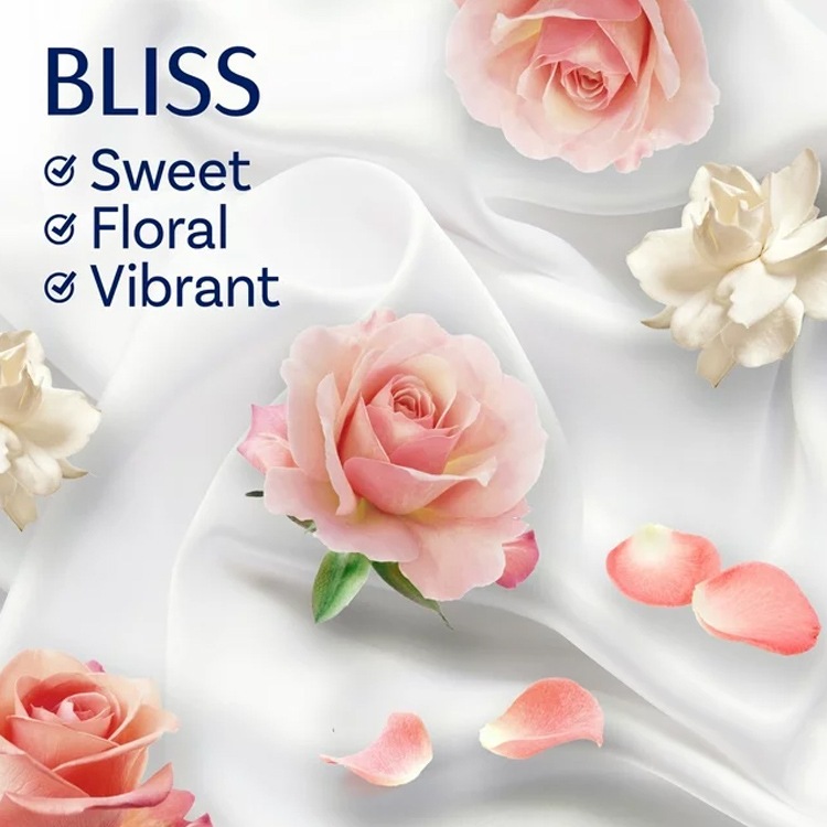 柔軟シート DOWNY ダウニー メガ柔軟シート インフュージョン BLISS スパークリングアンバー＆ローズ 80枚 大判サイズ 22×32cm 乾燥機用 P&G Downy アメリカ製衣装ケースやくつ箱の中の芳香剤としても使える