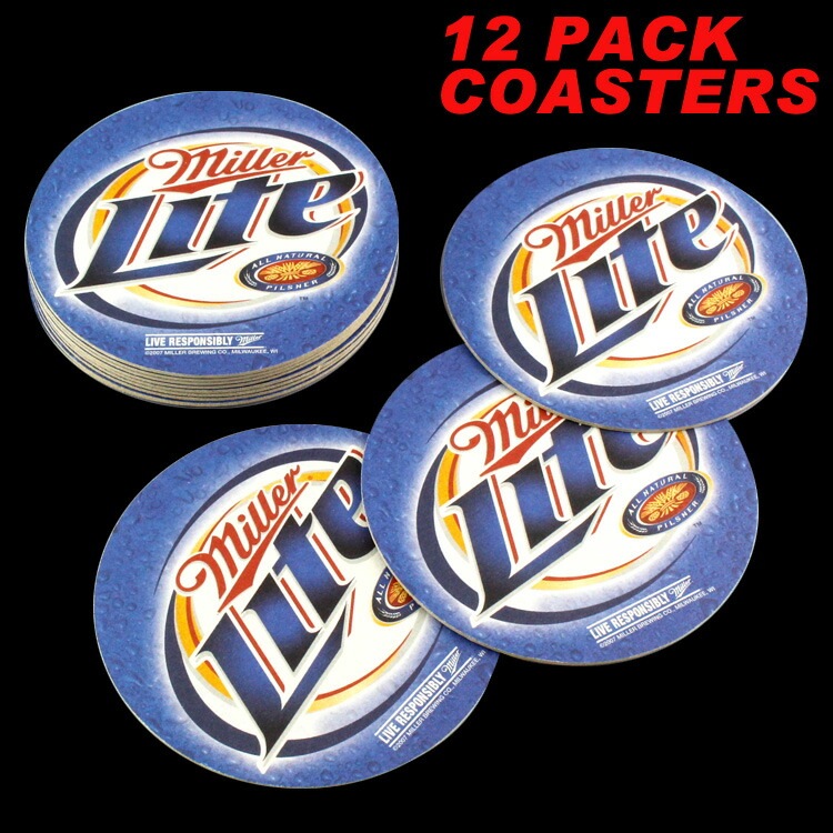 【メール便発送】ペーパーコースター 12枚セット ミラーライト Miller Lite バーグッズ カクテル ホームパーティ アメリカ雑貨 アメリカン雑貨手軽にアメリカンバーの雰囲気が楽しめる！