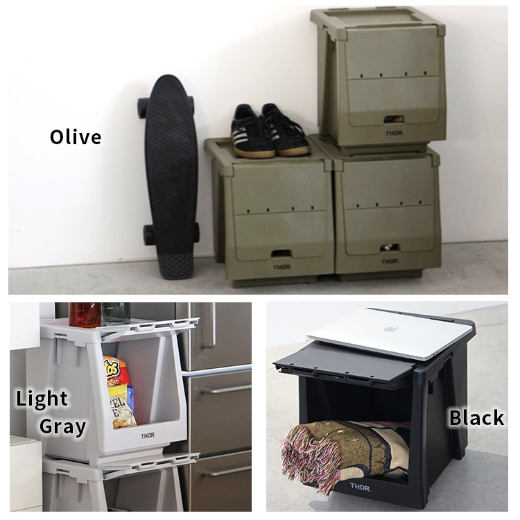 片手で開閉も可能な折り畳み式の扉パーツ。 THOR DOOR FOR SHELF CONTAINER 20L ドアフォーシェルフコンテナー 20L ライトグレー 前扉 パーツ 収納 コンテナ 大容量 人気 TRUST アメリカン雑貨