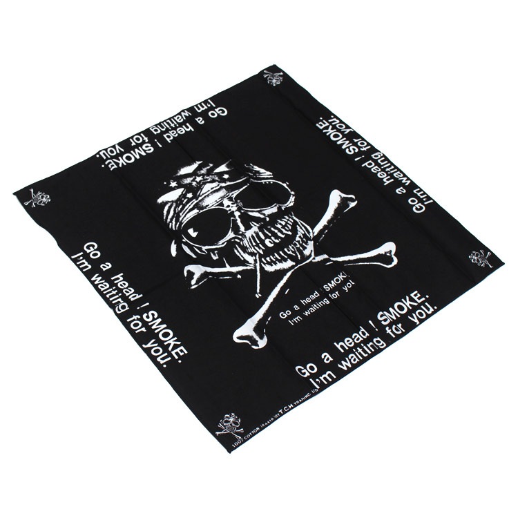【メール便発送】バンダナ ドクロ 大判 ロックバンダナ GO AHED! SMOKE 50×50cm ヘヴィメタル バンド柄 ハンカチ ヘビメタ ロック 骸骨 かっこいいおしゃれ ロックなバンド柄 メンズ 男 スカーフ タオル 布 ターバン ヘアーターバン プレゼント 黒 ブラック