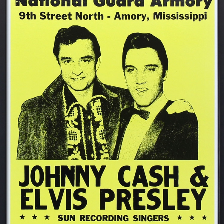 額入りバンドポスター エルビス・プレスリー ジョニー・キャッシュ MAR 10 1956 サイズ：36.1×59cm ショープリント 輸入ポスター インテリア アメリカン雑貨