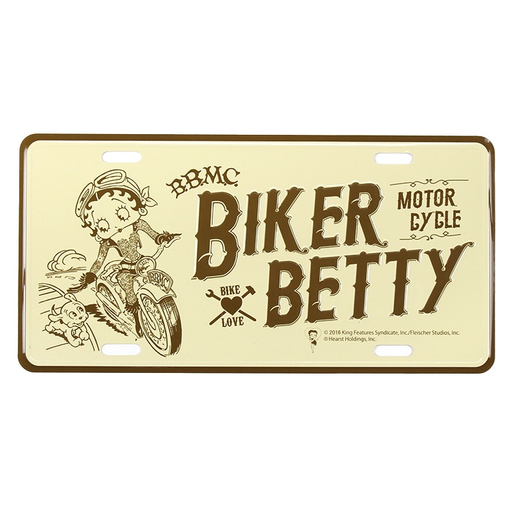 【メール便発送】CMプレート ベティーブープ BIKER BETTY - MOTOR CYCLE CMP-146 縦15.3×横30.3cm ナンバープレート型 インテリア 看板 アルミ製 アメリカン雑貨飾るだけでかっこいい アメリカンプレート。