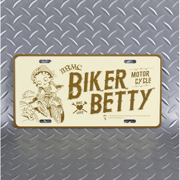 【メール便発送】CMプレート ベティーブープ BIKER BETTY - MOTOR CYCLE CMP-146 縦15.3×横30.3cm ナンバープレート型 インテリア 看板 アルミ製 アメリカン雑貨飾るだけでかっこいい アメリカンプレート。