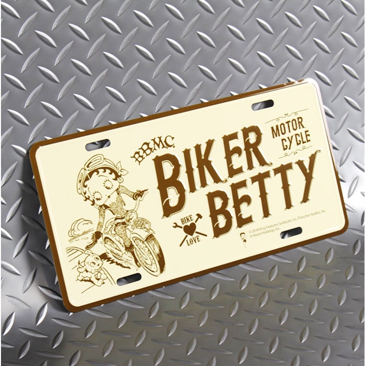 【メール便発送】CMプレート ベティーブープ BIKER BETTY - MOTOR CYCLE CMP-146 縦15.3×横30.3cm ナンバープレート型 インテリア 看板 アルミ製 アメリカン雑貨飾るだけでかっこいい アメリカンプレート。