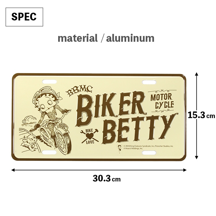 【メール便発送】CMプレート ベティーブープ BIKER BETTY - MOTOR CYCLE CMP-146 縦15.3×横30.3cm ナンバープレート型 インテリア 看板 アルミ製 アメリカン雑貨飾るだけでかっこいい アメリカンプレート。