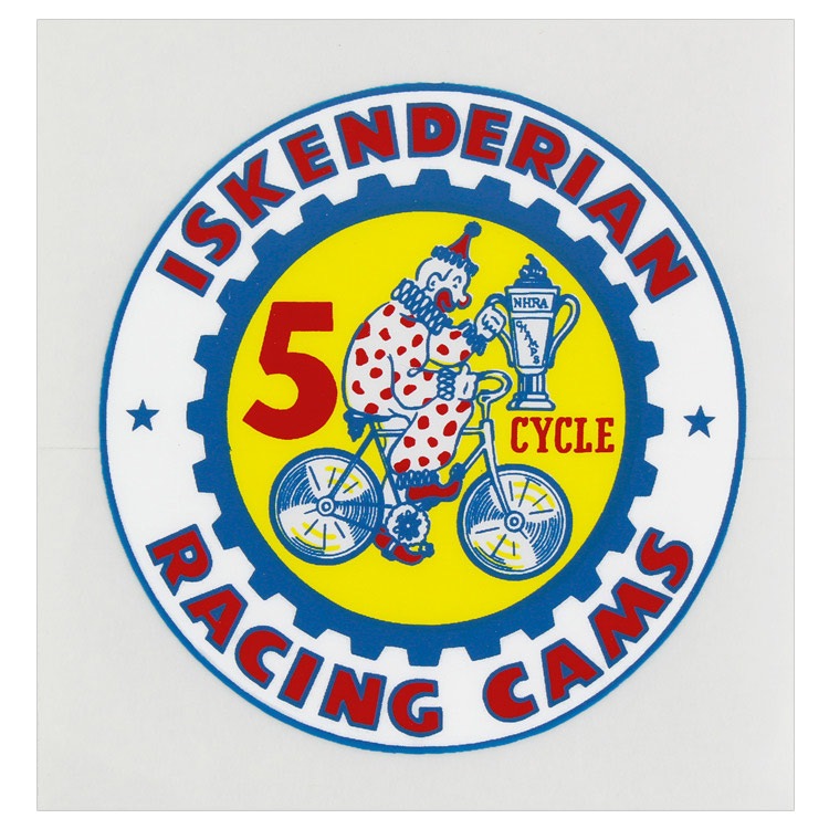 【メール便発送】ヴィンテージレーシングデカール  ISKENDERIAN RACING CAMS  縦6.1×横5.8cm クリアフィルムタイプ