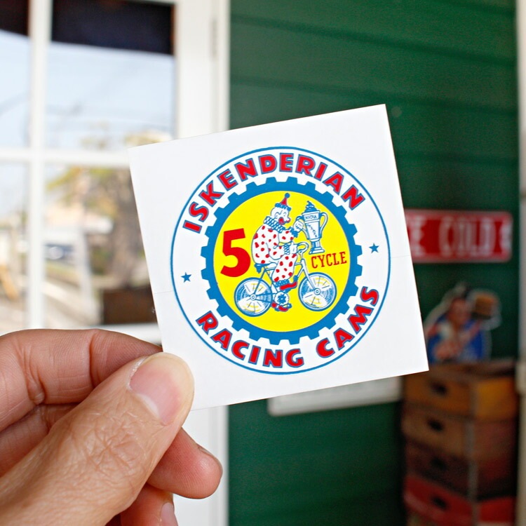 【メール便発送】ヴィンテージレーシングデカール  ISKENDERIAN RACING CAMS  縦6.1×横5.8cm クリアフィルムタイプ