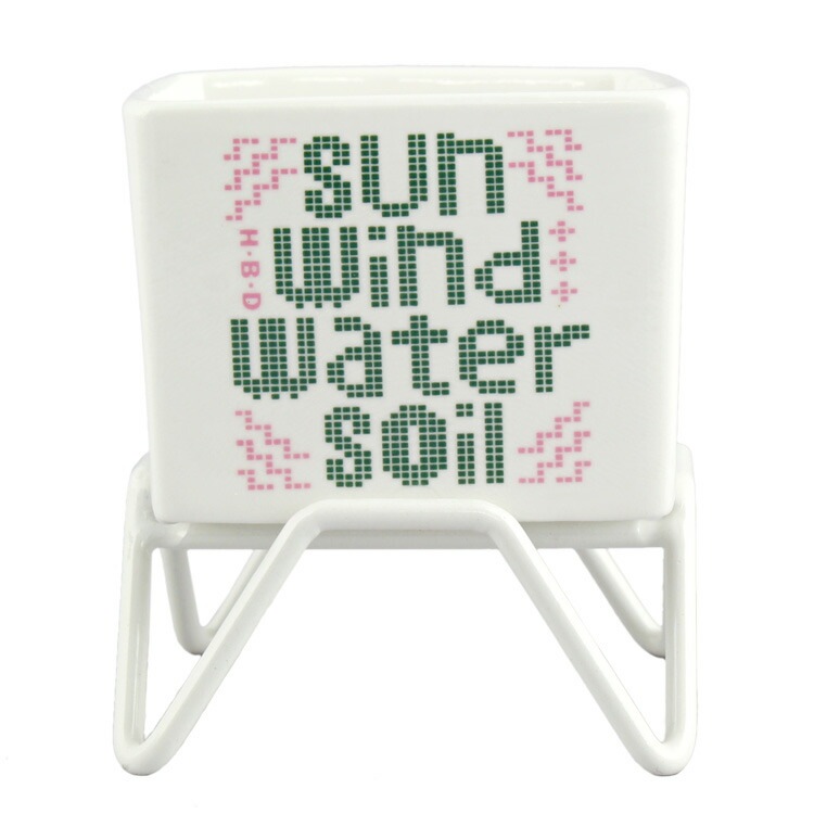 鉢 HERE プラントポット w/スタンド 60 グリーン 陶器製 幅6.5×奥行6.5×高さ5cm(ポットサイズ) 200g スタンド付き ミニサイズ プラントカバー 園芸 ガーデニング