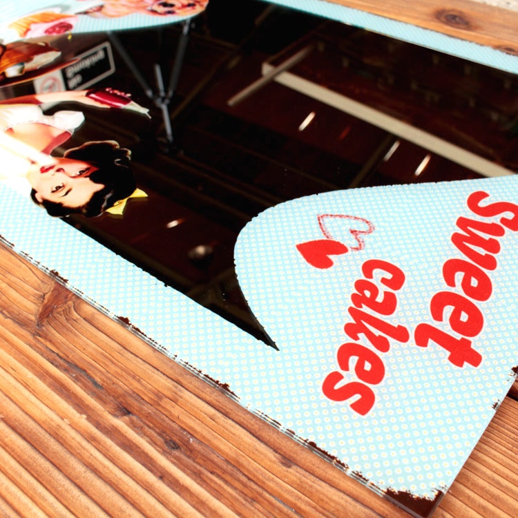 鏡 グラス ウォールミラー Sweet Cakes 縦60×横40cm 壁掛け
