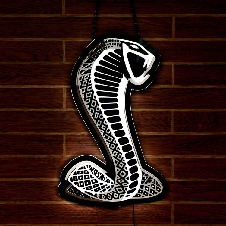 看板 LEDスリムサイン FORD SNAKE フォード スネイク 縦50×横32×厚さ1.8cm COBRA コブラ LED照明 薄型 吊り下げ 壁面看板 店舗 ガレージ アメリカ雑貨