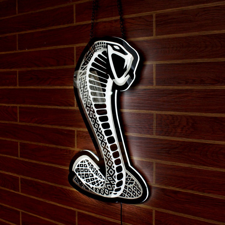 看板 LEDスリムサイン FORD SNAKE フォード スネイク 縦50×横32×厚さ1.8cm COBRA コブラ LED照明 薄型 吊り下げ 壁面看板 店舗 ガレージ アメリカ雑貨