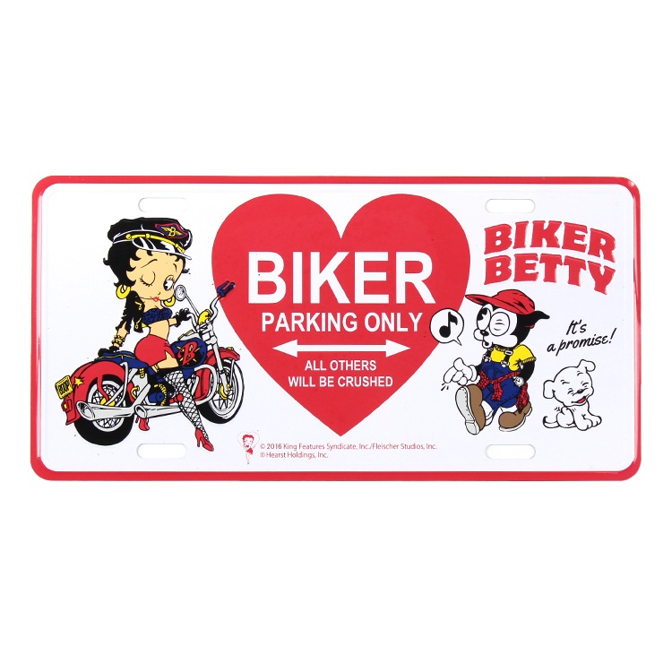 【メール便発送】CMプレート ベティーブープ BIKER BETTY - HEART CMP-144 縦15.3×横30.3cm ナンバープレート型 インテリア 看板 アルミ製 アメリカン雑貨飾るだけでかっこいい アメリカンプレート。