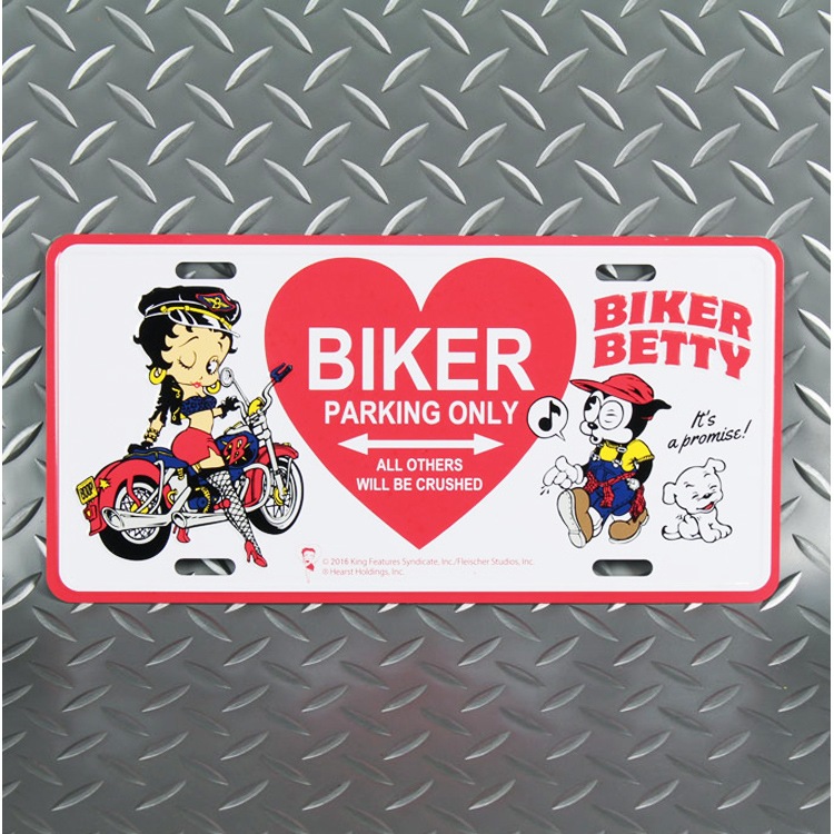 【メール便発送】CMプレート ベティーブープ BIKER BETTY - HEART CMP-144 縦15.3×横30.3cm ナンバープレート型 インテリア 看板 アルミ製 アメリカン雑貨飾るだけでかっこいい アメリカンプレート。