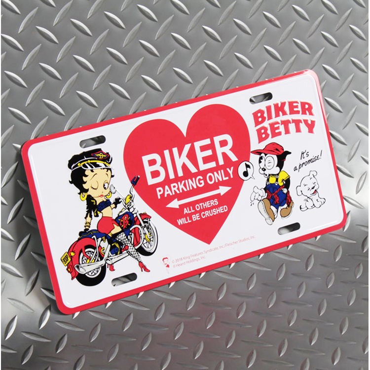 【メール便発送】CMプレート ベティーブープ BIKER BETTY - HEART CMP-144 縦15.3×横30.3cm ナンバープレート型 インテリア 看板 アルミ製 アメリカン雑貨飾るだけでかっこいい アメリカンプレート。