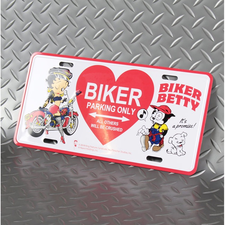 【メール便発送】CMプレート ベティーブープ BIKER BETTY - HEART CMP-144 縦15.3×横30.3cm ナンバープレート型 インテリア 看板 アルミ製 アメリカン雑貨飾るだけでかっこいい アメリカンプレート。
